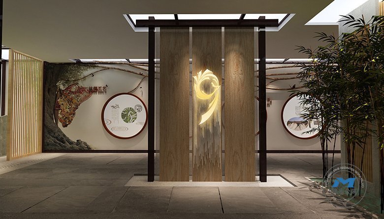 工藝絲銹企業(yè)展廳裝修設(shè)計(jì)效果入口入