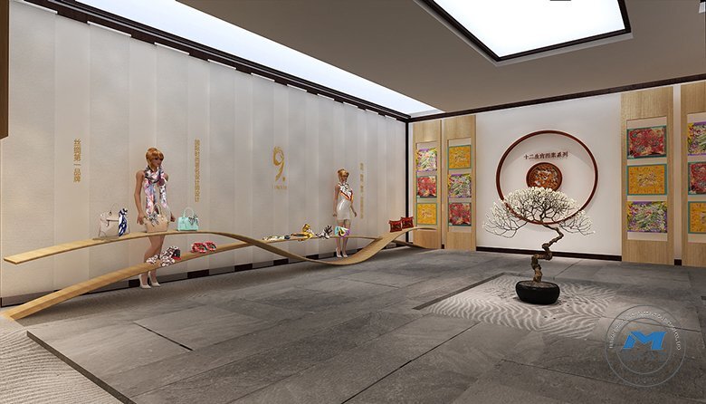 工藝絲銹企業(yè)展廳裝修設(shè)計(jì)效果產(chǎn)品展
