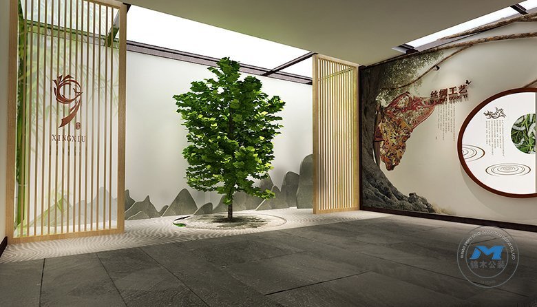 工藝絲銹企業(yè)展廳裝修設(shè)計(jì)效果布景