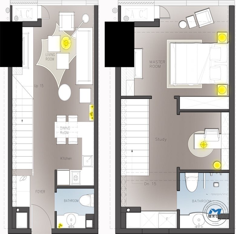 LOFT公寓型售樓部與樣板房裝修設(shè)計(jì)A戶型彩圖