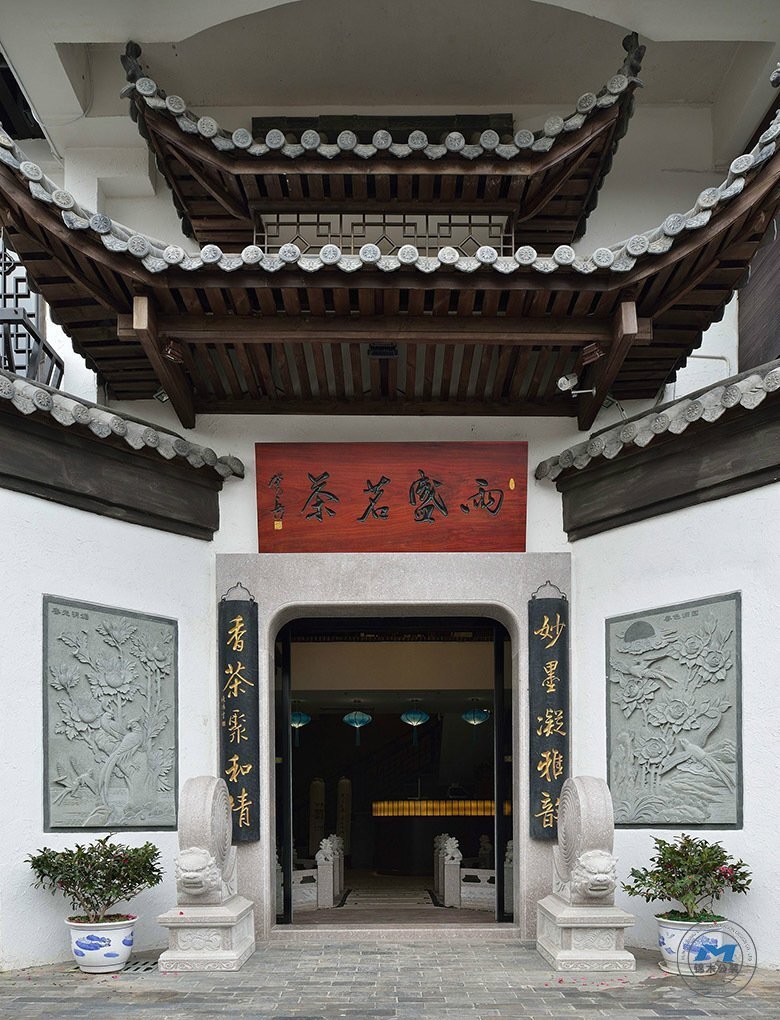 新中式茶樓裝修設(shè)計(jì)效果門(mén)廳