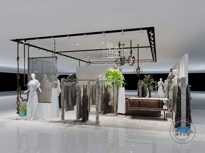 現(xiàn)代商業(yè)體旗艦品牌女裝店裝修設計展示陳列全景