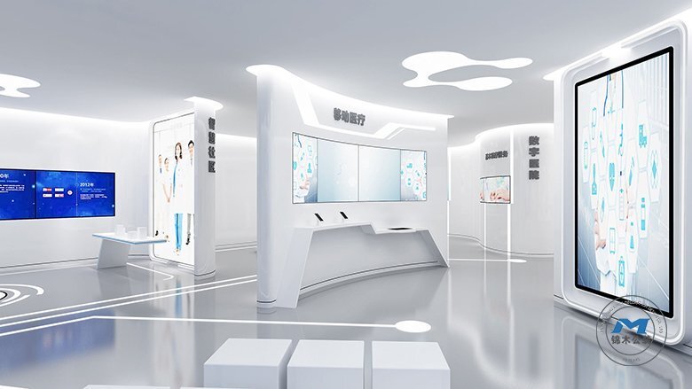 科技風企業(yè)展廳裝修設計效果大廳動線