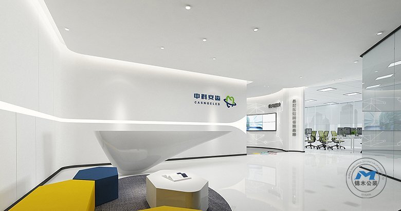 生物科技企業(yè)展廳裝修設(shè)計效果前臺