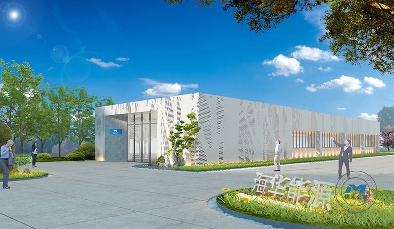 無塵廠房辦公樓展廳裝修設(shè)計效果全景